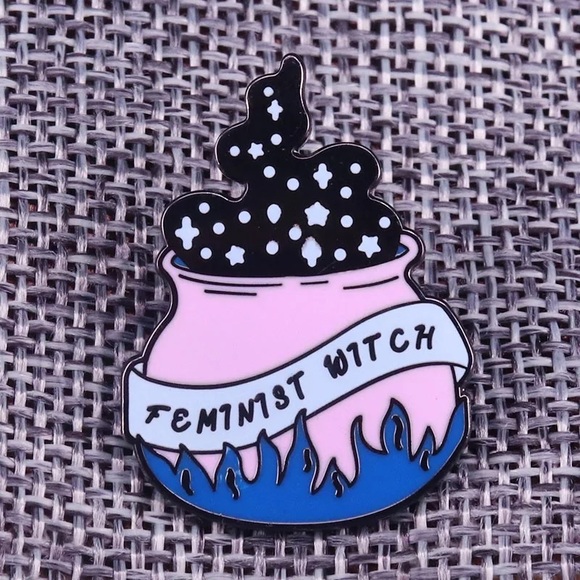 Jewelry - Feminist Witch Pink Cauldron Enamel Pin